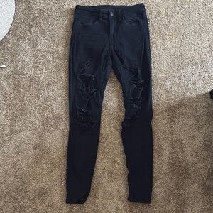 American Eagle Black Ripped Skinny Jeans